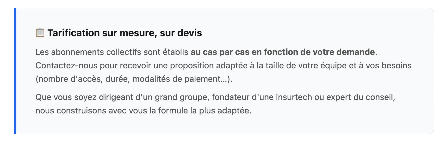 Abonnement collectif : Tarification sur mesure